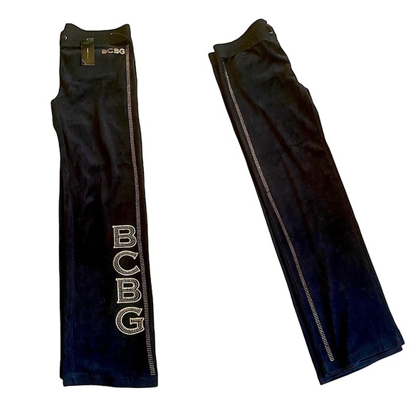 Vintage 90’s BCBG Maxazria VELVET Black Rhinestone Straight Leg Pants XL… - Picture 10 of 11